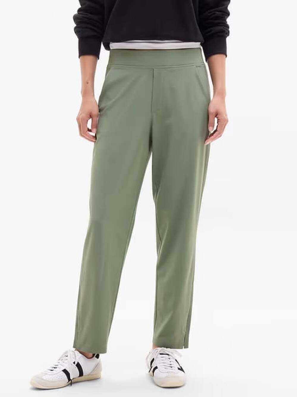 Athleta Brooklyn Mid Rise Ankle Pant Size 14 Green Rib Seam Athletic Work Pants